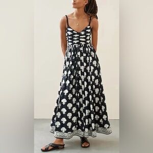 Anthropologie Payal Jain Embroidered Maxi Dress XL Boho Cottagecore
